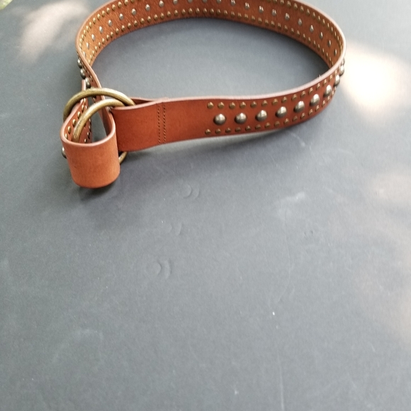 Unisex Leather Belt Metal Studs Brown main image 5